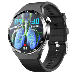 ecg smartwatch black silicone band