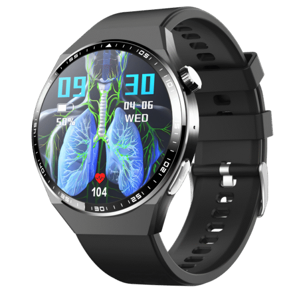 ecg smartwatch black silicone band